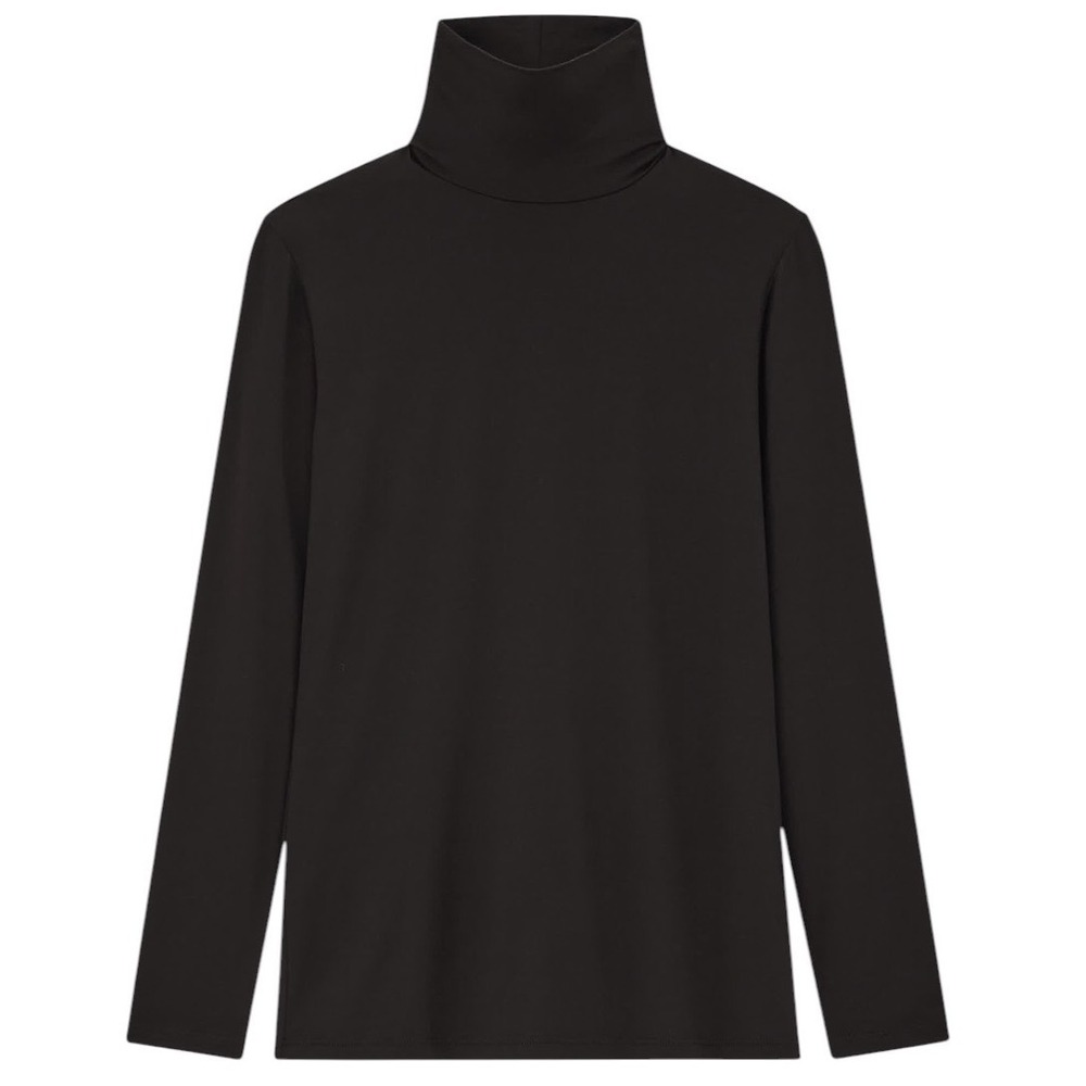 Uniqlo Heattech Turtleneck Long Sleeve Top Black Slim Fit Thermal Large T-Shirt